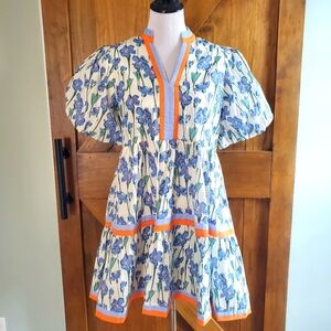 Entro Blue Print Mini Dress